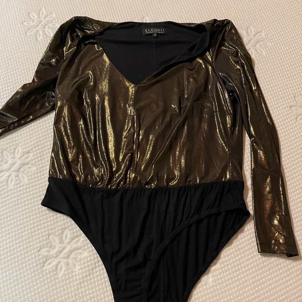 Gold lame body suit